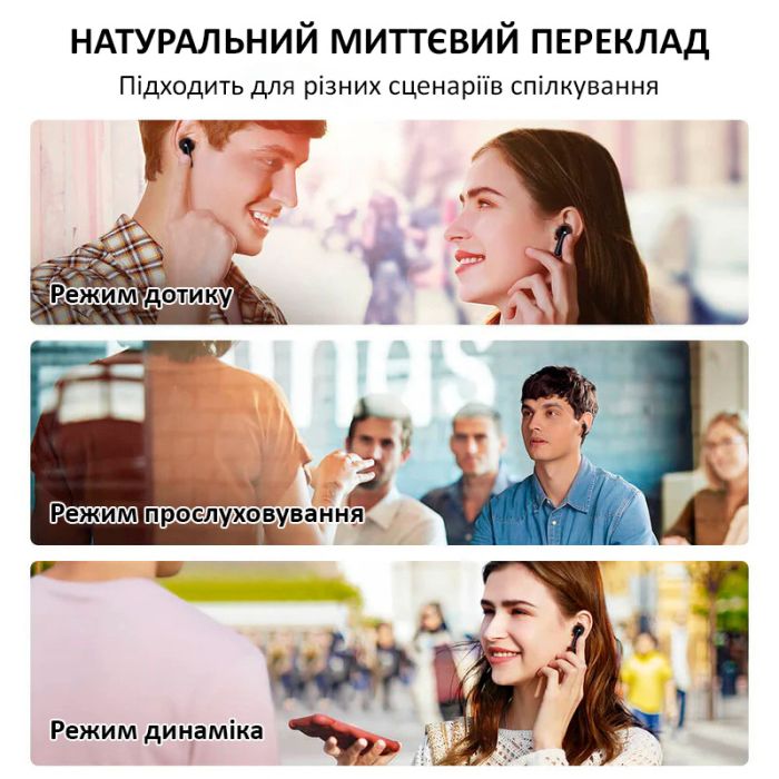 Наушники переводчик Timekettle M3 синхронный перевод, музыка, звонки, 42 языка, онлайн Black